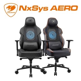 【COUGAR 美洲獅】NXSYS AERO Black 風扇電競椅/3D/高彈力透氣網布椅背/內建ARGB散熱風扇/黑