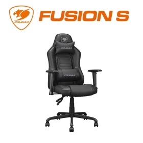 【COUGAR 美洲獅】FUSION S Black（黑）電競椅/立體式腰部支撐/多層次緩衝坐墊/PVC/2D/小型/Class 4 氣壓棒