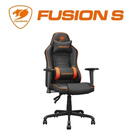 【COUGAR 美洲獅】FUSION S（黑橘）電競椅/立體式腰部支撐/多層次緩衝坐墊/PVC/2D/小型/Class 4 氣壓棒
