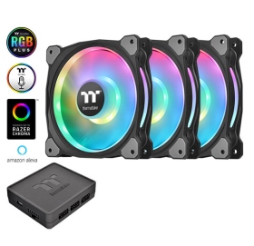 曜越 Riing Duo 12cm RGB頂級版/雙光圈RGB/三顆裝 加 控制盒(CL-F073-PL12SW-A)