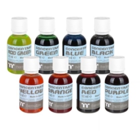 曜越 Premium Concentrate水冷濃縮液/(50ml四罐裝) 螢光綠 UV/黑/藍/暗綠/橘/紫/黃/紅