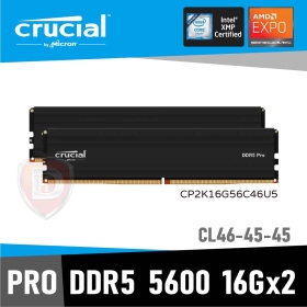 美光 32GB(雙通16GB*2) DDR5-5600/CL46 PRO(散熱片)(CP2K16G56C46U5)黑【具XMP、EXPO參數】