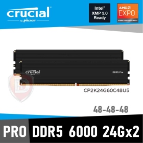 美光 48GB(雙通24GB*2) PRO DDR5-6000 (黑)(散熱片)CL48-48-48【具XMP、EXPO參數】