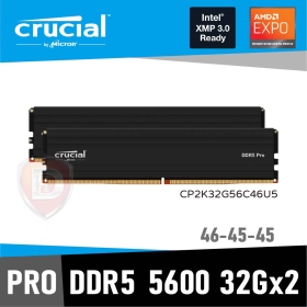 美光 64GB(雙通32GB*2) DDR5 5600/CL46 PRO(散熱片)(CP2K32G56C46U5)黑【具XMP、EXPO參數】