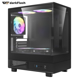 darkFlash MOTI mini 黑 顯卡長30.5/U高18/定光RGB扇*5/全景玻璃透側/M-ATX
