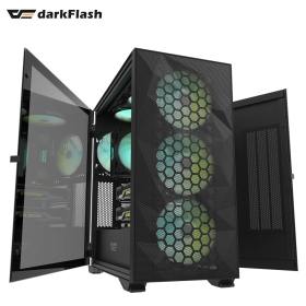 darkFlash DLX 21 黑 顯卡長40/CPU高18/含顯卡支架/A.RGB模組扇*4/側掀玻璃/E-ATX