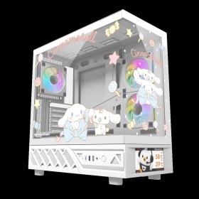 darkFlash DS950V 白《大耳狗》全景玻璃聯名機殼 (ATX/Type-C/內