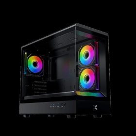 富鈞 PURA ML 黑 全景玻璃機殼 (M-ATX/Type-C/內建風扇側2後1/ARGB燈光/斜角切面RGB像素燈/顯卡280mm/塔散175mm)