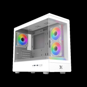 Xigmatek 富鈞科技 PURA ML Arctic 白 全景玻璃機殼 (M-ATX/Type-C/內建風扇側2後1/ARGB燈光/斜角切面RGB像素燈/顯卡280mm/塔散175mm)