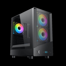 Xigmatek 富鈞 AK47 黑 玻璃透側機殼 (M-ATX/內建PWM.ARGB風扇 前2後1/顯卡290mm/塔散175mm/Type-C)