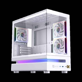 Xigmatek 富鈞科技 Wind M Arctic 白 懸浮玻璃機殼 (M-ATX/Type-C/內建風扇側2後1/ARGB燈光/顯卡410mm/塔散180mm)