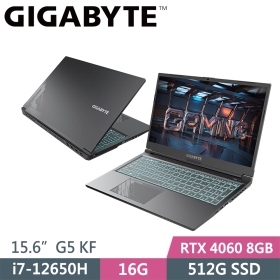 技嘉 G5 KF-G3TW313SH(黑)(i7-12650H/RTX4060/16G/512G/15吋)