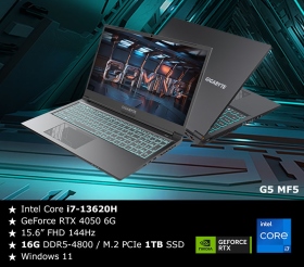 技嘉 G5 MF5-H2TW354KH(黑)(i7-13620H/RTX4050/16G/1T/15吋)