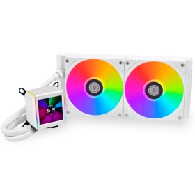 聯力 GA II LCD 280(白)水冷 /2.88吋LCD/Asetek8代/45度水管接頭/厚:5.5/6年【WXHZ】