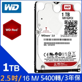 WD 1TB (WD10JFCX)【紅標】16M/NAS專用碟/9.5mm/三年保