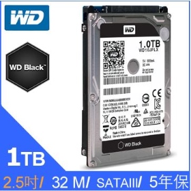 WD 1TB【黑標】(2.5吋/7200轉/32M/7mm/五年保)(WD10SPSX)