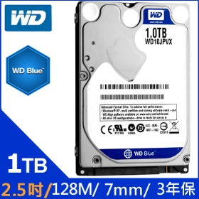 WD 1TB【藍標】(2.5吋/5400轉/128M/7mm/三年保)(WD10SPZX)