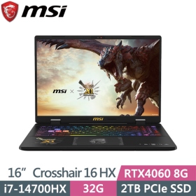 微星 Crosshair HX D14VFKG[256TW]i7-14700HX/RTX4060/32G/2T/16吋 黑