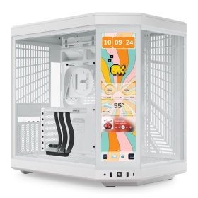 HYTE Y70 touch infinite 白 顯卡長42.2/厚10.5/CPU高18/PCIe 4.0/14.5觸控LCD/分艙設計/全景玻璃透側/E-ATX