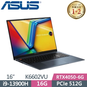 華碩 K6602VU-0062B13900H(午夜藍)(i9-13900H/16G/512G/RTX4050/3.2K/OLED)