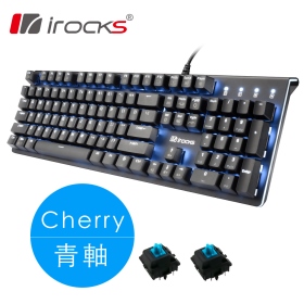 irocks K75Ms 機械式鍵盤（黑）/有線/青軸/Pbt/中文/黑色/懸浮/櫻桃軸/白光