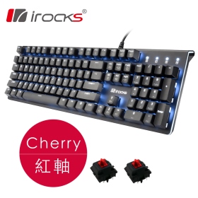irocks K75Ms 機械式鍵盤（黑）/有線/紅軸/Pbt/中文/黑色/懸浮/櫻桃軸/白光