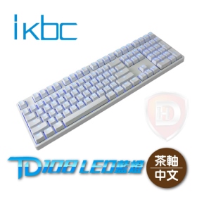 IKBC TD108 透光PBT二色鍵帽 冰藍LED單色背光 中刻CHERRY MX(白