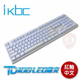 ikbc TD108 機械式鍵盤-白/紅軸中文/Cherry軸/PBT鍵帽/藍色背光