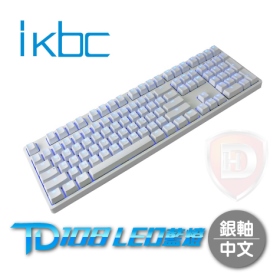 IKBC TD108 透光PBT二色鍵帽 冰藍LED單色背光 中刻CHERRY MX(白