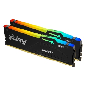 金士頓 32GB(雙通16GB*2) DDR5-6800/CL34 FURY Beast RGB 獸獵者【具雙參數】(KF568C34BBAK2-32) 黑