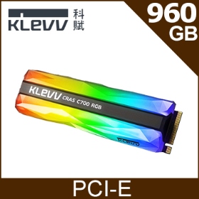 KLEVV CRAS C700 RGB系列 960G/M.2 PCIe/讀:1500M/寫:1300M/TLC/SLC快取(五年)