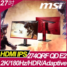 MSI MAG 274QRF QD E2〈2H1P1C/IPS/180Hz/HDR400〉魔物獵人版