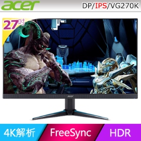 ACER VG270K(2H1P/4ms/IPS/含喇叭/FreeSync/HDR)無邊框設計電競機