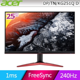 ACER KG251Q D(2H1P/1000/1ms/TN/240Hz/含喇叭)無邊框.Freesync