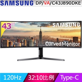 三星 C43J890DKE(1H1P/5ms/VA曲面/120Hz/含喇叭)內建KVM