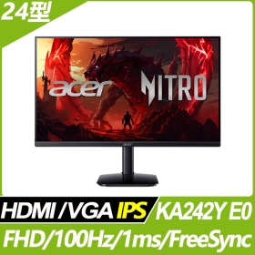 ACER KA242Y E0(bmix)(1A1H/1ms/IPS/100Hz/含喇叭/FreeSync)抗閃系列.VGA+HDMI