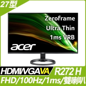 ACER R272 H(1A1H/1ms/VA/100Hz/含喇叭/FreeSync)抗閃系列.薄邊框