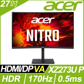 ACER XZ273U P(2H1P/0.5ms/VA曲面/170Hz/含喇叭/FreeSync/HDR400