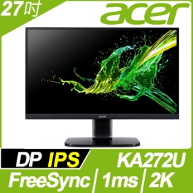 ACER KA272U(2H1P/1ms/IPS/75Hz/無喇叭/FreeSync)無邊框電競機