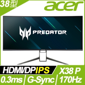 ACER Predator X38 P(1H1P/1ms/IPS曲面/175Hz/含喇叭/G-sync/HDR400) Delta E<2