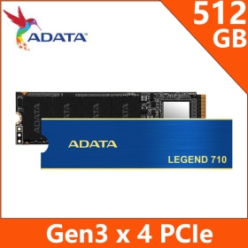 威剛 ADATA LEGEND 710 512G/Gen3/讀:2400M/寫:1000M/QLC顆粒/三年保/贈散熱片