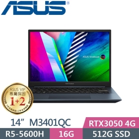 華碩 M3401QC-0118B5600H(午夜藍)(R5-5600H/16G/512G/RTX3050-4G/OLED)