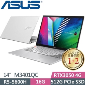 華碩 M3401QC-0128S5600H(酷玩銀)(R5-5600H/16G/512G/RTX3050-4G/OLED)