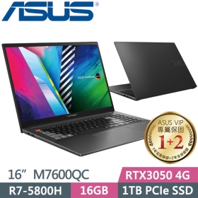 華碩 M7600QC-0038K5800H(零度黑)(R7-5800HX/16G/1T/RTX3050-4G/OLED)