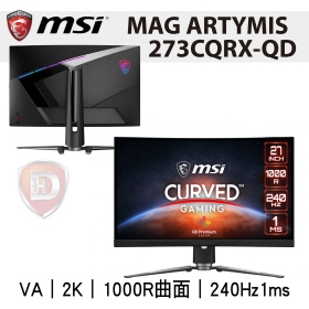 MSI MAG ARTYMIS 273CQRX-QD(2H1P1C/1ms/IPS/240Hz/無喇叭/支援FreeSync)