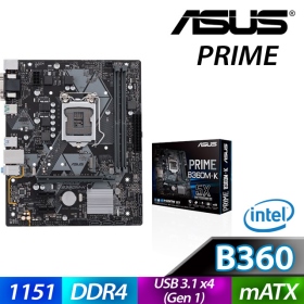 華碩 PRIME B360M-K(M-ATX/1A1D/M.2/註四年)
