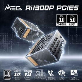 微星 MEG Ai1300P PCIE5 1300W 雙8/白金/全模組/ATX3.0/溫控風扇/全日系/10年保
