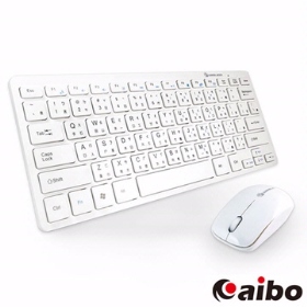 aibo 2.4G 無線時尚輕巧多媒體鍵盤滑鼠組-白色