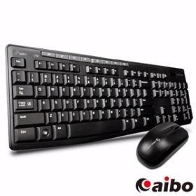 aibo 2.4G 無線時尚輕巧多媒體鍵盤滑鼠組-黑色