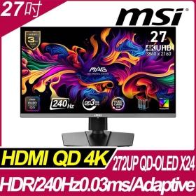 MSI MAG 272UP QD-OLED X24〈2H1P1C/OLED/240Hz/HDR400/HDMI 2.1〉